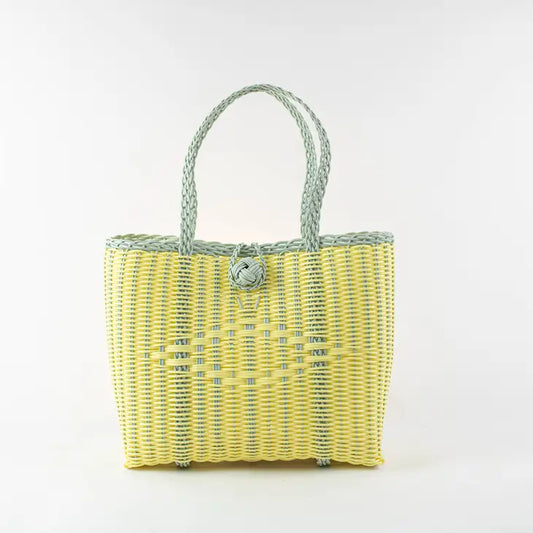 Extra Small- Yellow and Ice Blue Woven Bag