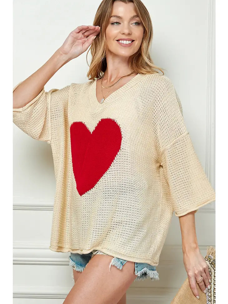 Be Mine Heart Loose Fit Sweater