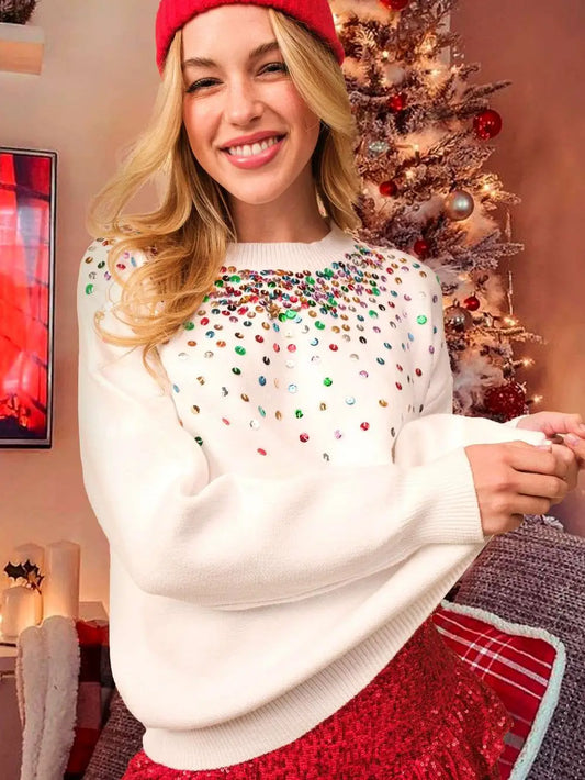 Sparkle Sequin Trim Sweater