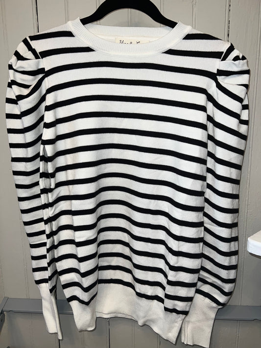 Puff Sleeved Black and White Sweater