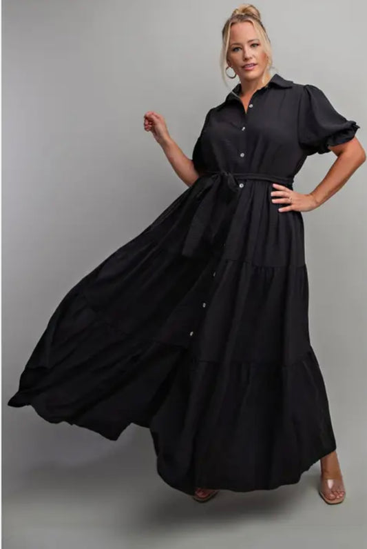 Black button down maxi dress