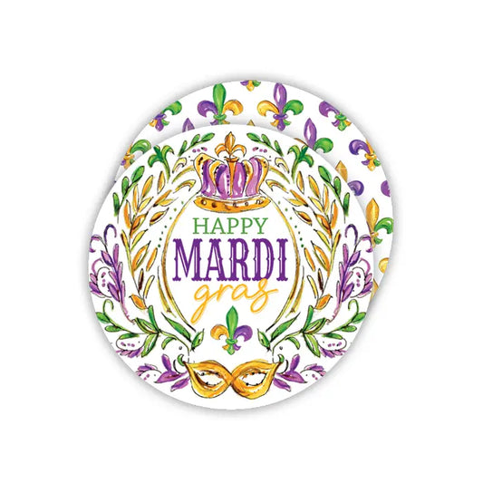 Happy Mardi Gras Crown Coaster