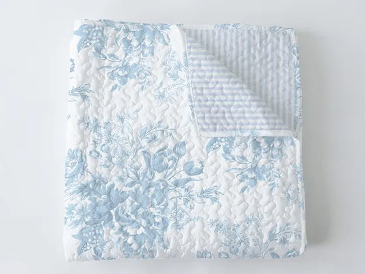 Rosa Toile Light Blue Baby Quilt