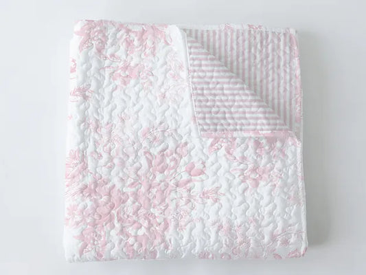 Rose Toile Pink Baby Quilt