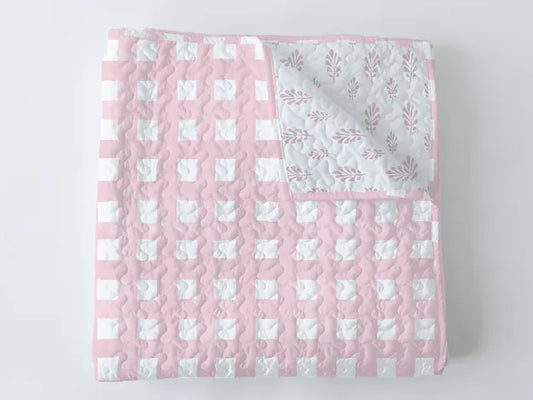 Pink Plaid Baby Quilt