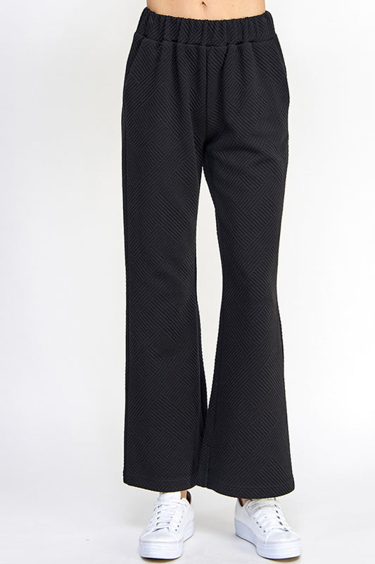 Textured Long Pants-Black