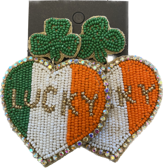 Irish Flag Beaded Earring