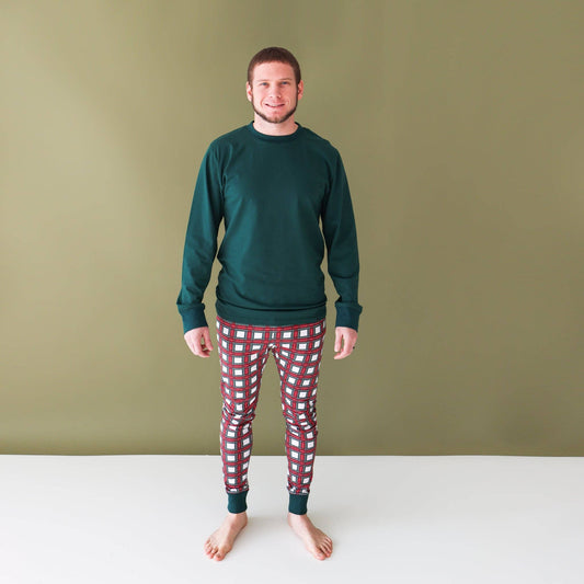 White Tartan Men's Contemporary Pajama Set