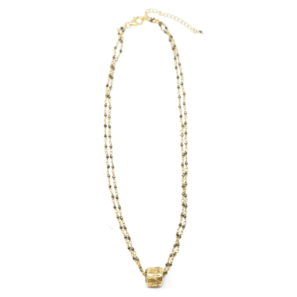 Barrel On Double Gold Necklace